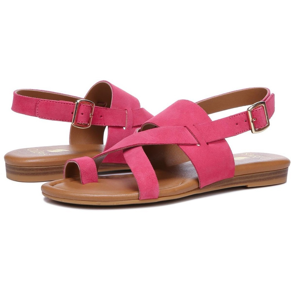 Franco Sarto Gia Solid Toe Loop Slingback Sandals in Pink 8.5